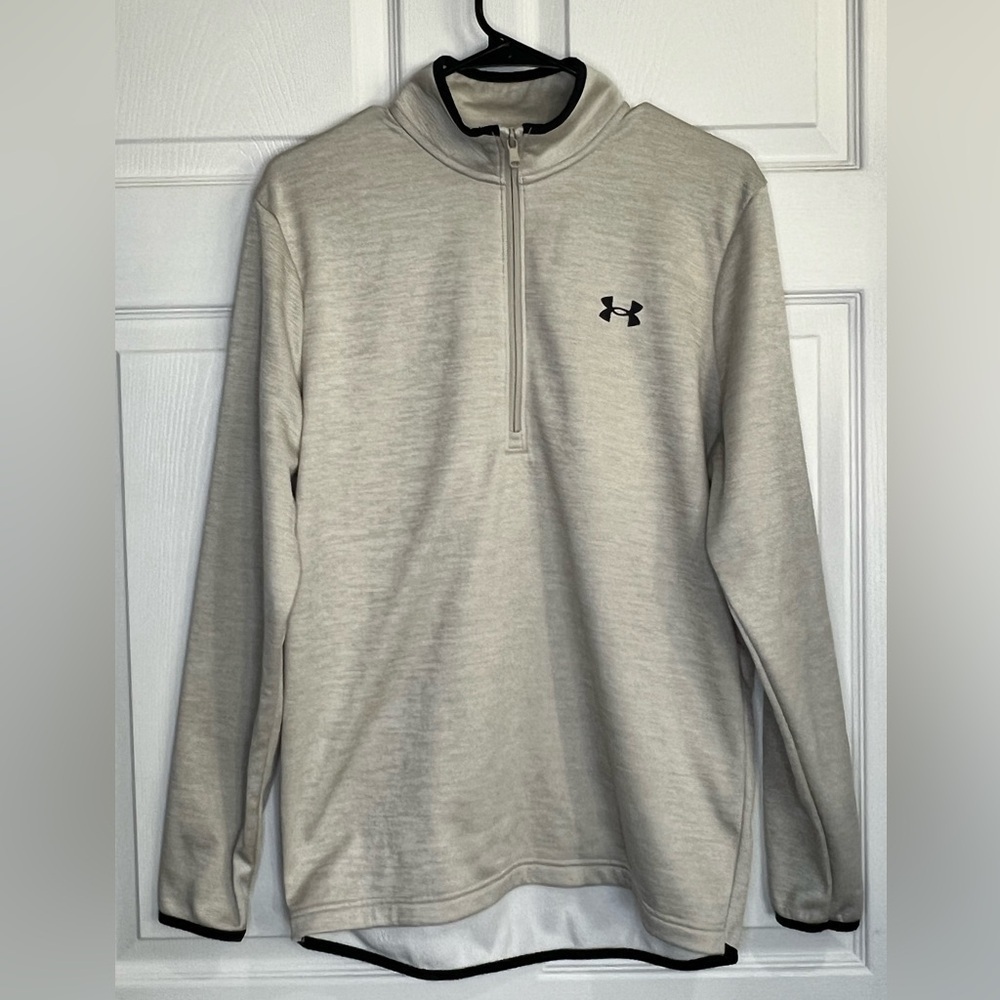 Under Armour Men’s Loose 1/2 Zip pullover Beige heathering - Size Small